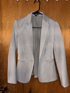 Express Gray Single-Button Tailored Blazer